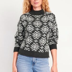 Old Navy Womens Holiday Print Mock-Neck Sweater